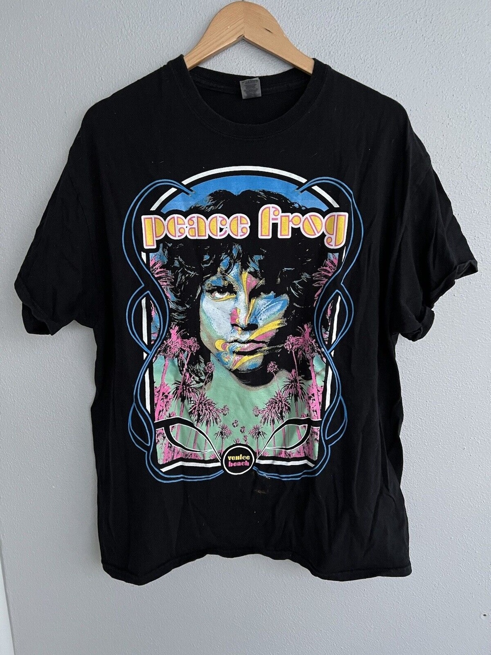 Jim Morrison Peace Frog Venice Beach Concert Band Tee T shirt Size XL RARE